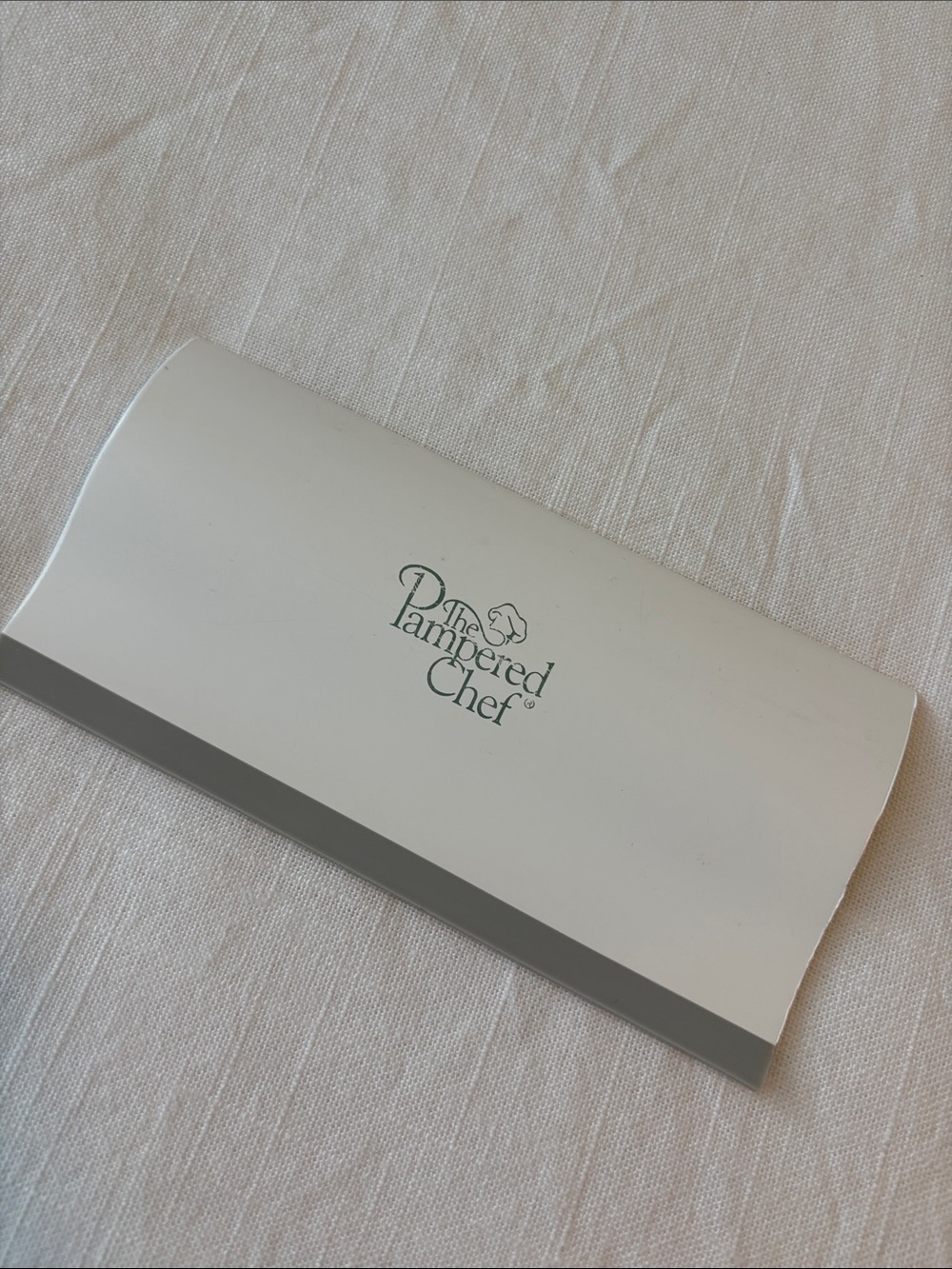 The Pampered Chef Dough Scraper — Cream Body with Gray Edge